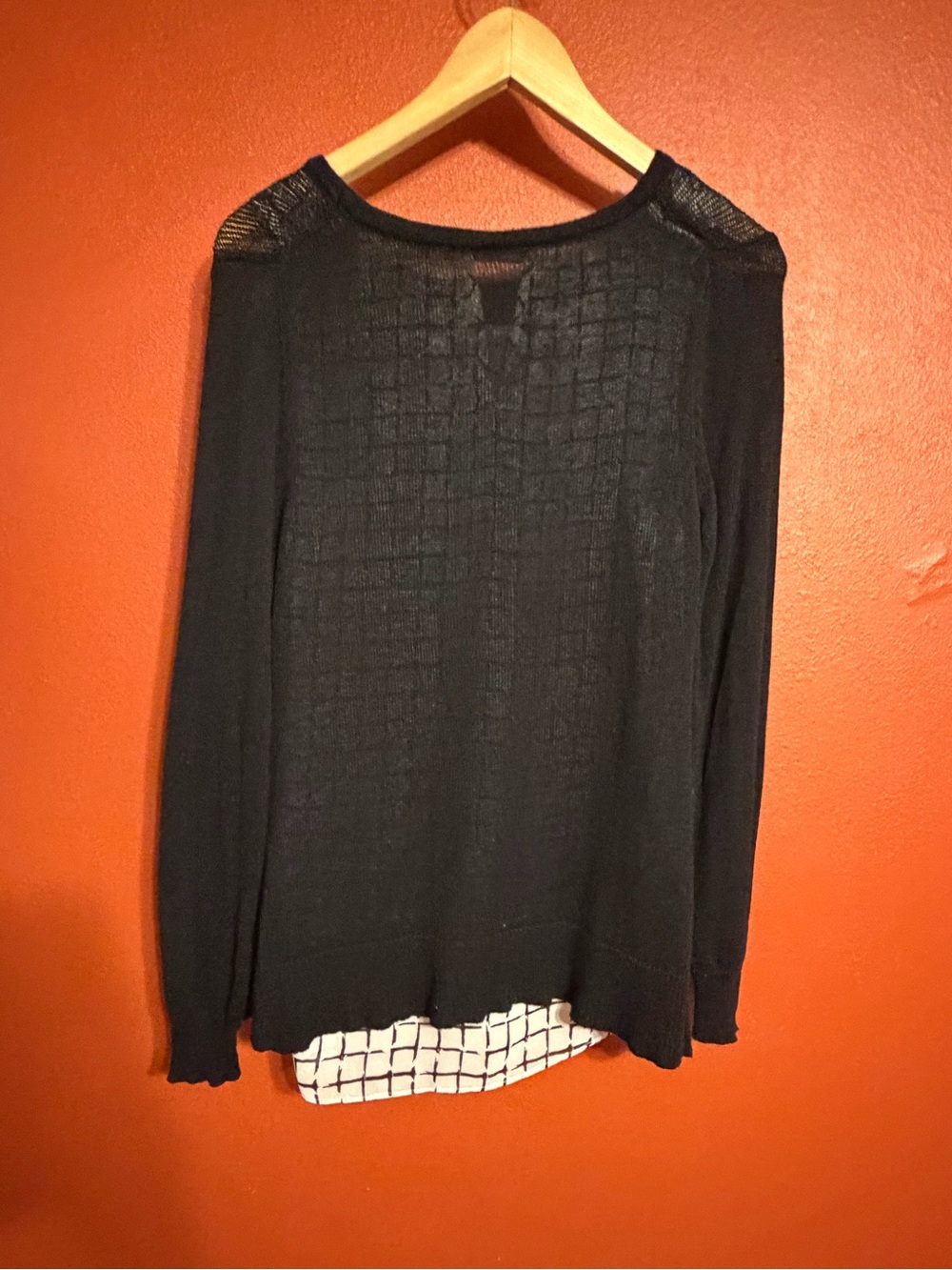 Apt. 9 Black Layered Open-Knit Crewneck Sweater - Picture 5 of 9